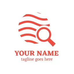 Bold Red Waves and Magnifying Glass Highlighting Website Logo Template