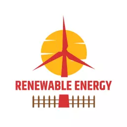 Bold Red Wind Turbine Against Vibrant Sun Logo Template