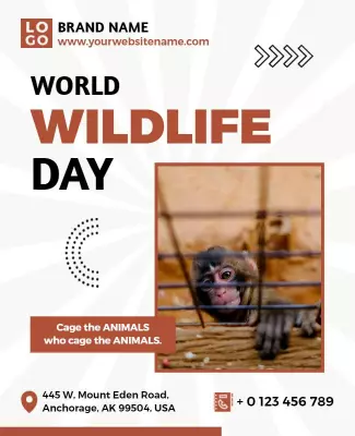 Bold Red World Wildlife Day Awareness Poster Template
