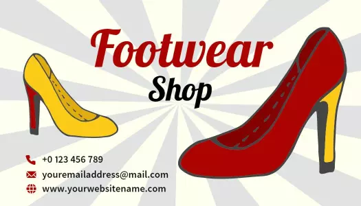 Bold Red Yellow Striped Fashion Footwear Business Card Template