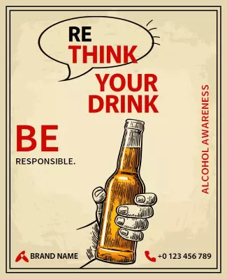 Bold Retro Alcohol Awareness Rethink Your Drink Poster Template