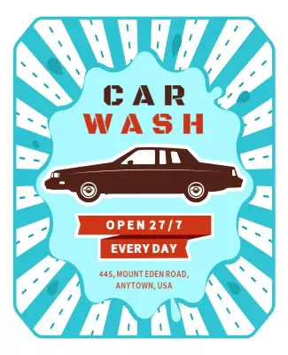 Bold Retro Car Wash Service Open 27/7 Poster Template