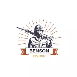 Bold Retro Industrial Soldier Icon with Tools and Equipment Logo Template