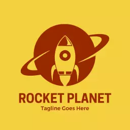 Bold Rocket in Orbit Around a Planet Represents Space Exploration Logo Template