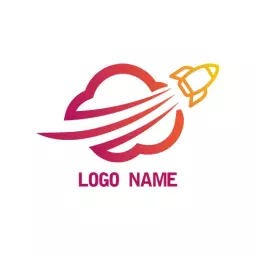 Bold Rocket Launching from Vibrant Planet Design Logo Template