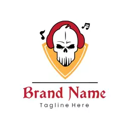 Bold Skull and Headphones Design for Rock Music Logo Template