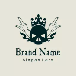 Bold Skull Design with Royal Crown for Rock Music Logo Template