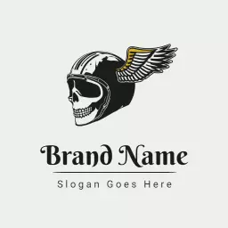 Bold Skull with Wings Illustrating Freedom and Adventure Logo Template