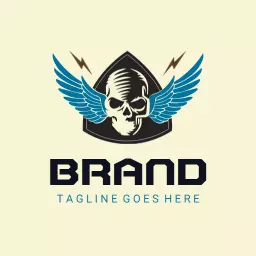 Bold Skull with Wings Reflecting Rock Music Vibes Logo Template