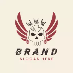 Bold Skull with Wings Representing Rock Music Logo Template