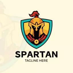 Bold Spartan Shield Design Featuring Warrior Icon Logo Template
