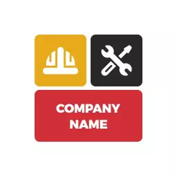 Bold Square Logo Incorporating Construction and Tools Design Logo Template