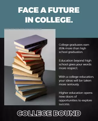 Bold Stack of Books Promoting College Education Flyer Template