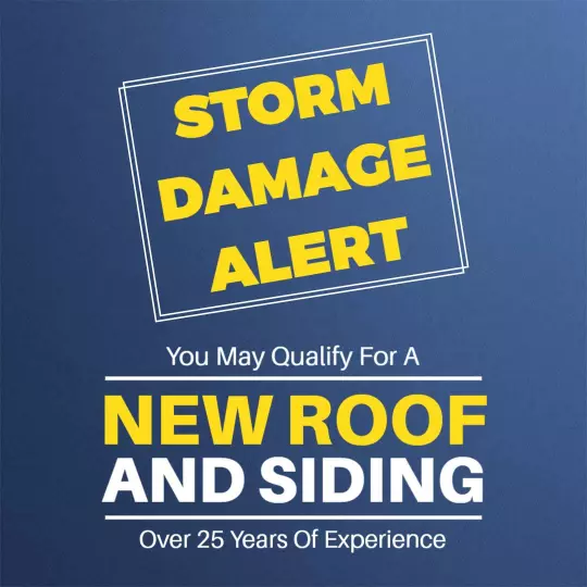 Bold Storm Damage Alert for New Roof and Siding Offers Ad Template