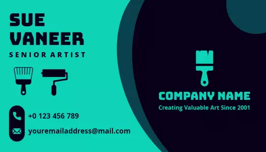 Bold Teal Artistic Painter Business Card Template