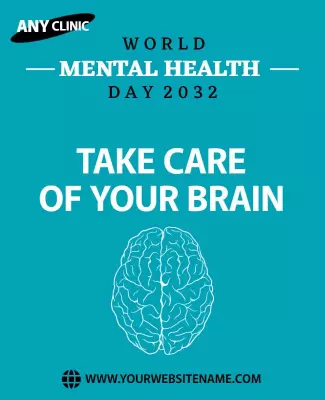 Bold Teal Mental Health Awareness Day Poster Template