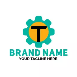 Bold Turquoise T Letter Design Within a Gear Logo Template