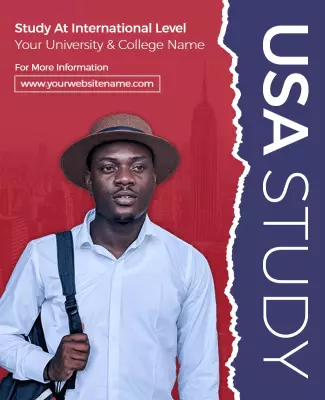 Bold USA Study International Education Recruitment Poster Template