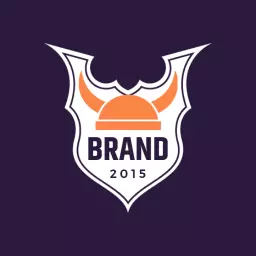 Bold Viking-Themed Orange and Purple Badge Logo Template