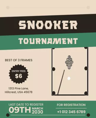 Bold Vintage Snooker Tournament Competition Poster Template