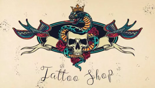 Bold Vintage Tattoo Art Shop Business Card Template