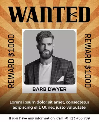 Bold Wanted Poster with Reward Announcement Design Template