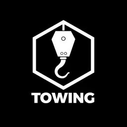 Bold White Crane Hook Design for Towing Services Logo Template