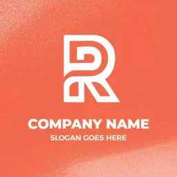 Bold White R Letter Design on Vibrant Orange Background Logo Template