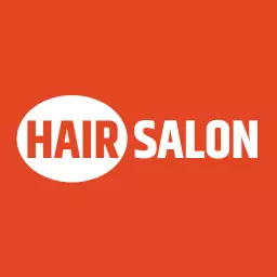 Bold White Text on Vibrant Orange Background Hair Salon Logo Template