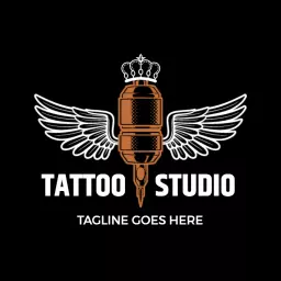 Bold Winged Tattoo Machine Design for Premier Tattoo Studio Logo Template