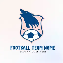 Bold Wolf Silhouette with Soccer Ball in Team Logo Template