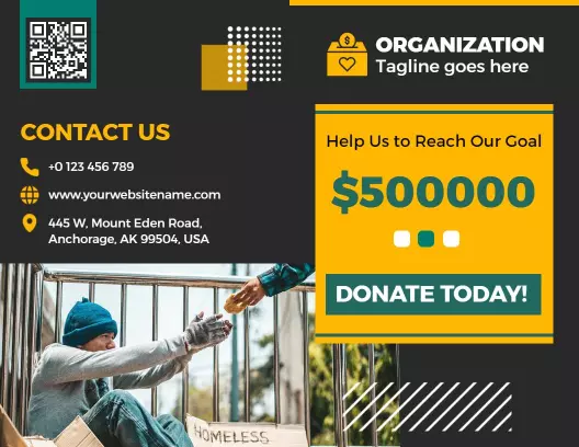 Bold Yellow and Black Fundraising Donation Support Brochure Template