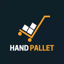 Bold Yellow and Black Hand Pallet Design for Logistics Logo Template