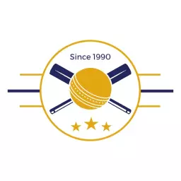 Bold Yellow and Blue Cricket Team Logo Celebrating Sportsmanship Logo Template