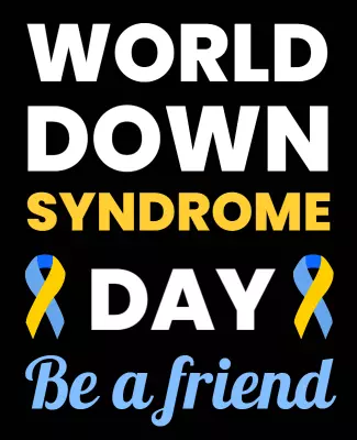 Bold Yellow and Blue World Down Syndrome Day Awareness Poster Template