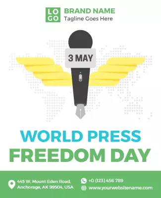Bold Yellow and Gray World Press Freedom Day Poster Template