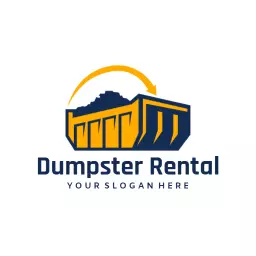Bold Yellow and Navy Blue Dumpster Rental Service Logo Template