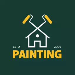 Bold Yellow and White Paint Rollers Showcase Home Painting Logo Template