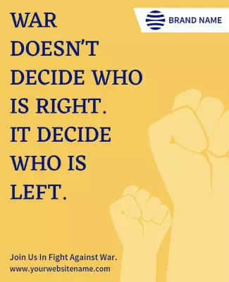 Bold Yellow Anti-War Awareness Campaign Poster Template