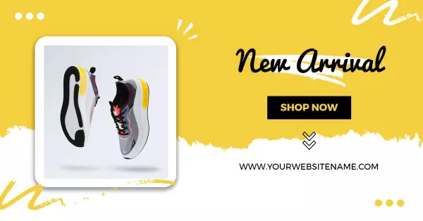 Bold Yellow Background Highlighting New Shoe Collection Facebook Ad Template
