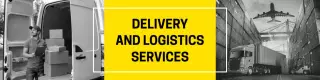 Bold Yellow Background with Delivery and Logistics Services Banner Template