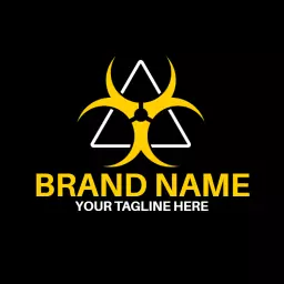 Bold Yellow Biohazard Symbol Signifying Toxic Waste Logo Template