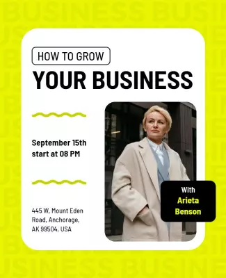 Bold Yellow Business Growth Workshop Poster Template