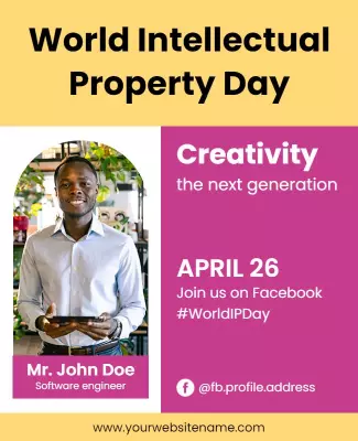 Bold Yellow Celebration of World Intellectual Property Day Poster Template