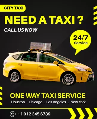 Bold Yellow City Taxi Service Advertisement Poster Template