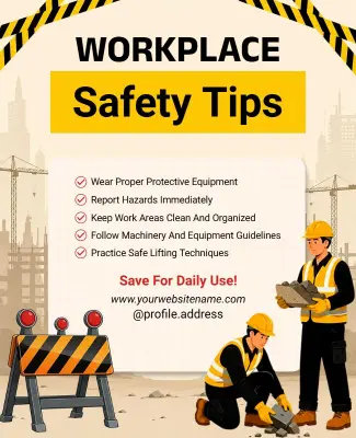 Bold Yellow Construction Safety Guidelines Poster Template