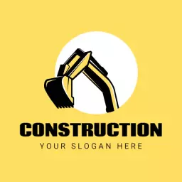 Bold Yellow Construction Tools within a Circle Logo Template