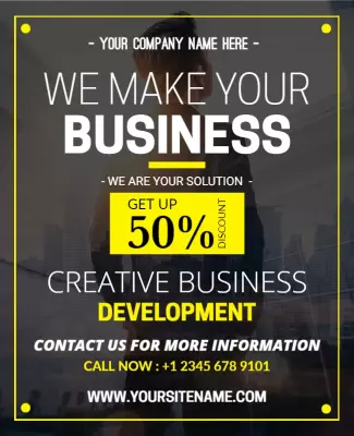 Bold Yellow Creative Business Development Discount Poster Template