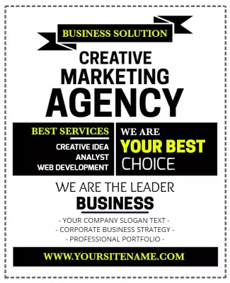 Bold Yellow Creative Marketing Agency Business Solution Poster Template