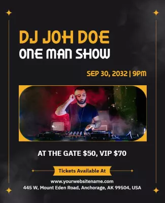 Bold Yellow DJ Performance Music Event Poster Template